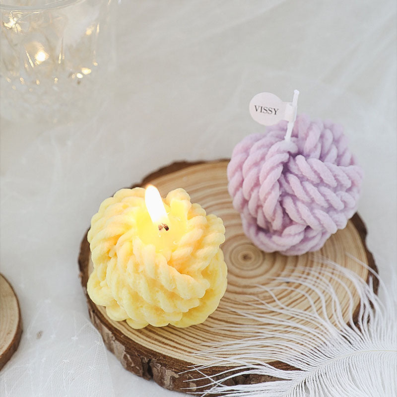 Handmade Wool Ball Candle